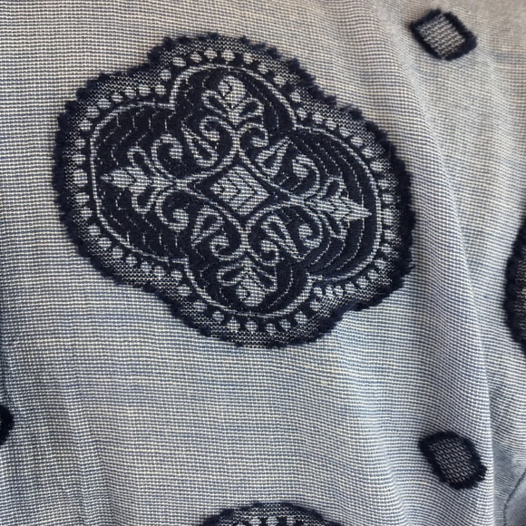 Loft | Blue Embroidered Button up - Picture 6 of 8